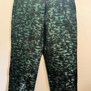 J. Crew Emerald and Black Textured Pants